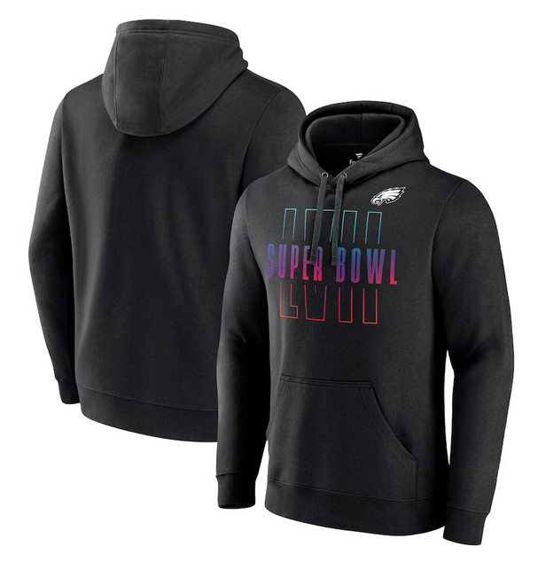 Philadelphia Eagles Black Super Bowl LVII Open Sky Pullover Hoodie - Zenithce
