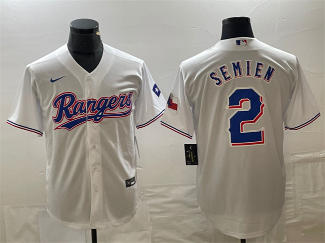 Texas Rangers #2 Marcus Semien White With Patch Cool Base Stitched Jersey - Zenithce