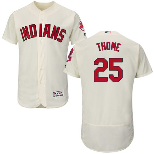 Indians #25 Jim Thome Cream Flexbase Authentic Collection Stitched Jersey - Zenithce