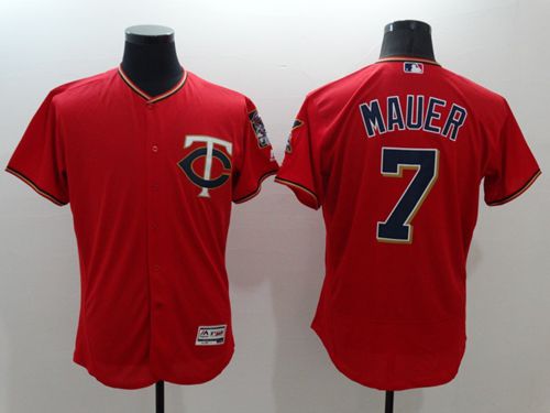 Twins #7 Joe Mauer Red Flexbase Authentic Collection Stitched Jersey - Zenithce