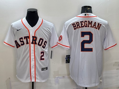 Houston Astros #2 Alex Bregman White With Patch Cool Base Stitched Jersey - Zenithce