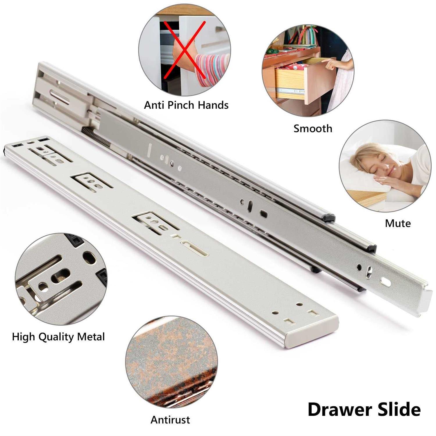 Drawer Slides Plusmart Soft Close Drawer Slide Glides Ball Bearing Full Extension Cabinet Slides - Zenithce