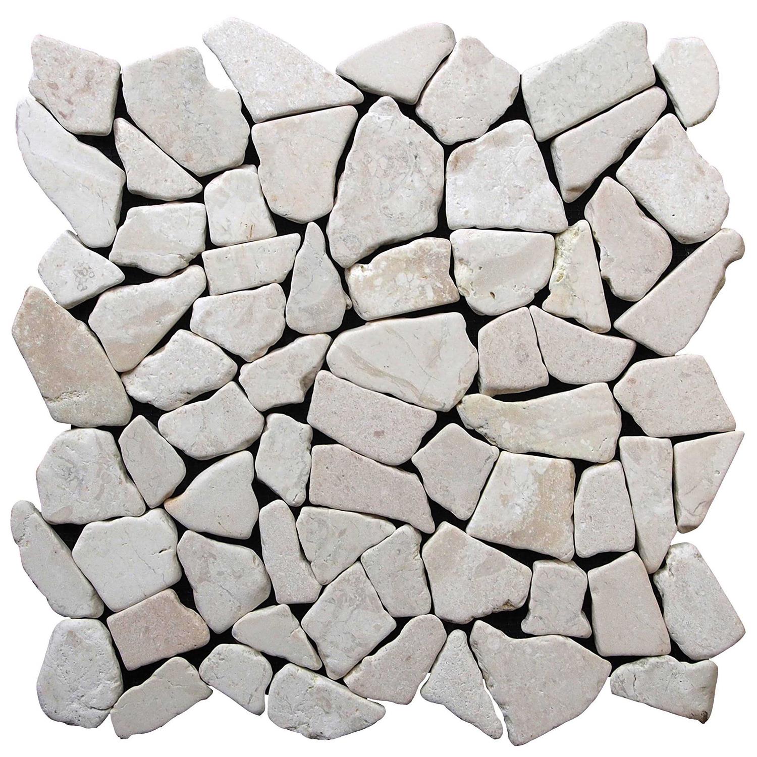 Tile Connection Fit Tile White 11 in. x 11 in. x 9.5 mm Indonesian Marble Mesh-Mounted Mosaic - Zenithce