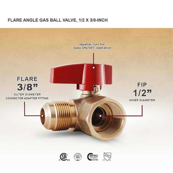 The Plumber’s Choice Flare x 1/2 in. Brass FIP Angle Gas Ball Valve - Zenithce