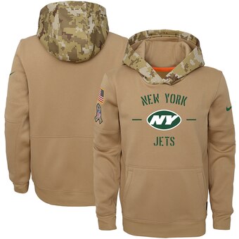 Youth New York Jets Khaki 2019 Salute To Service Therma Pullover Hoodie - Zenithce