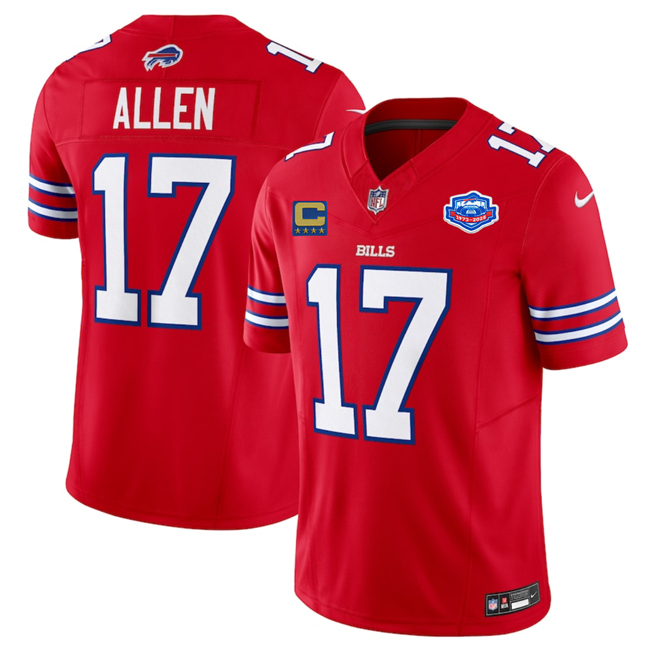 Buffalo Bills #17 Josh Allen Red 2025 F.U.S.E. With Farewell Patch And 4-Star C Patch Vapor Untouchable Limited Stitched Jersey - Zenithce