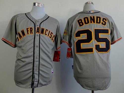 Giants #25 Barry Bonds Grey Road Cool Base Stitched Jersey - Zenithce