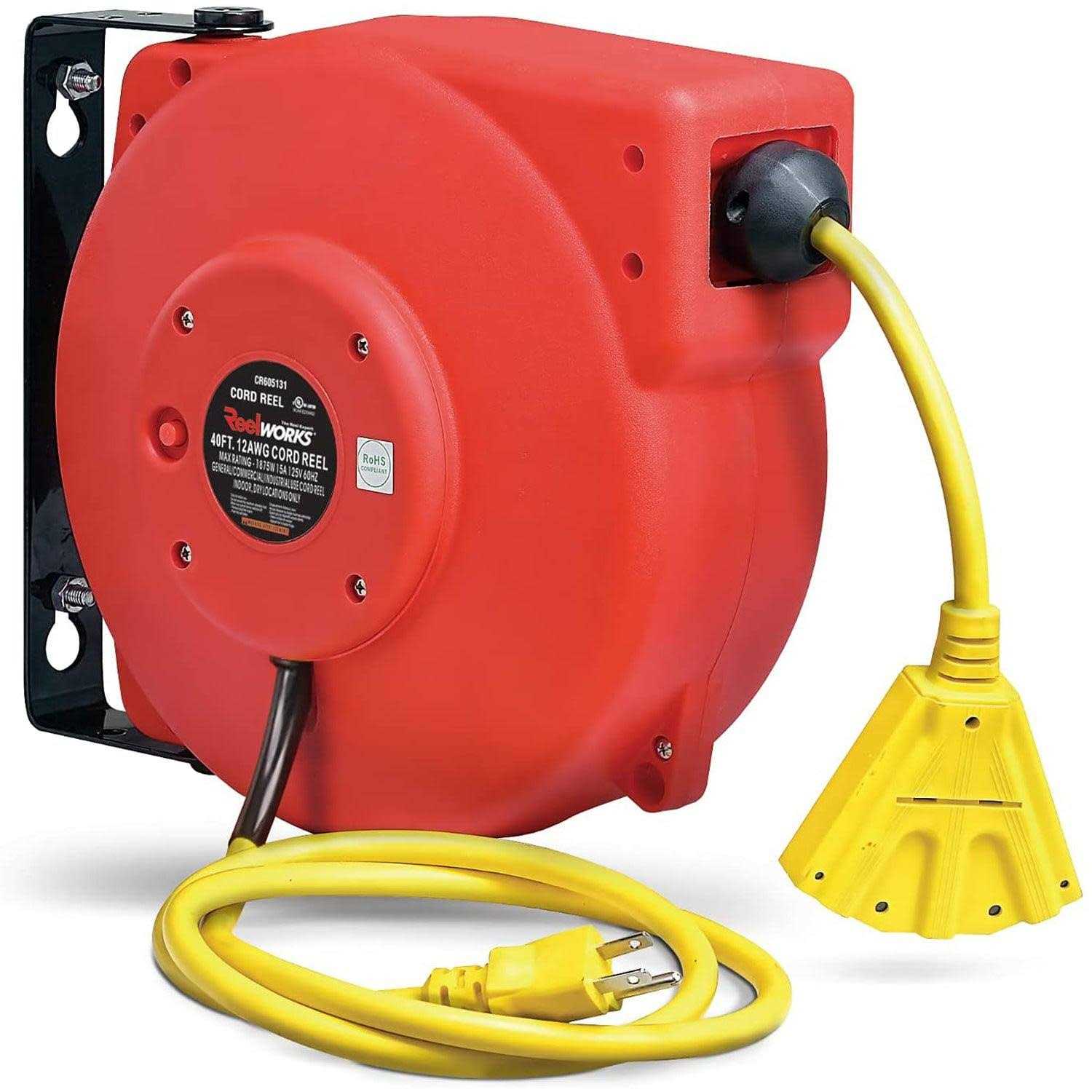 Reelworks Extension Cord Reel Retractable 14AWG x 40′ Ft 3c Sjt - Zenithce