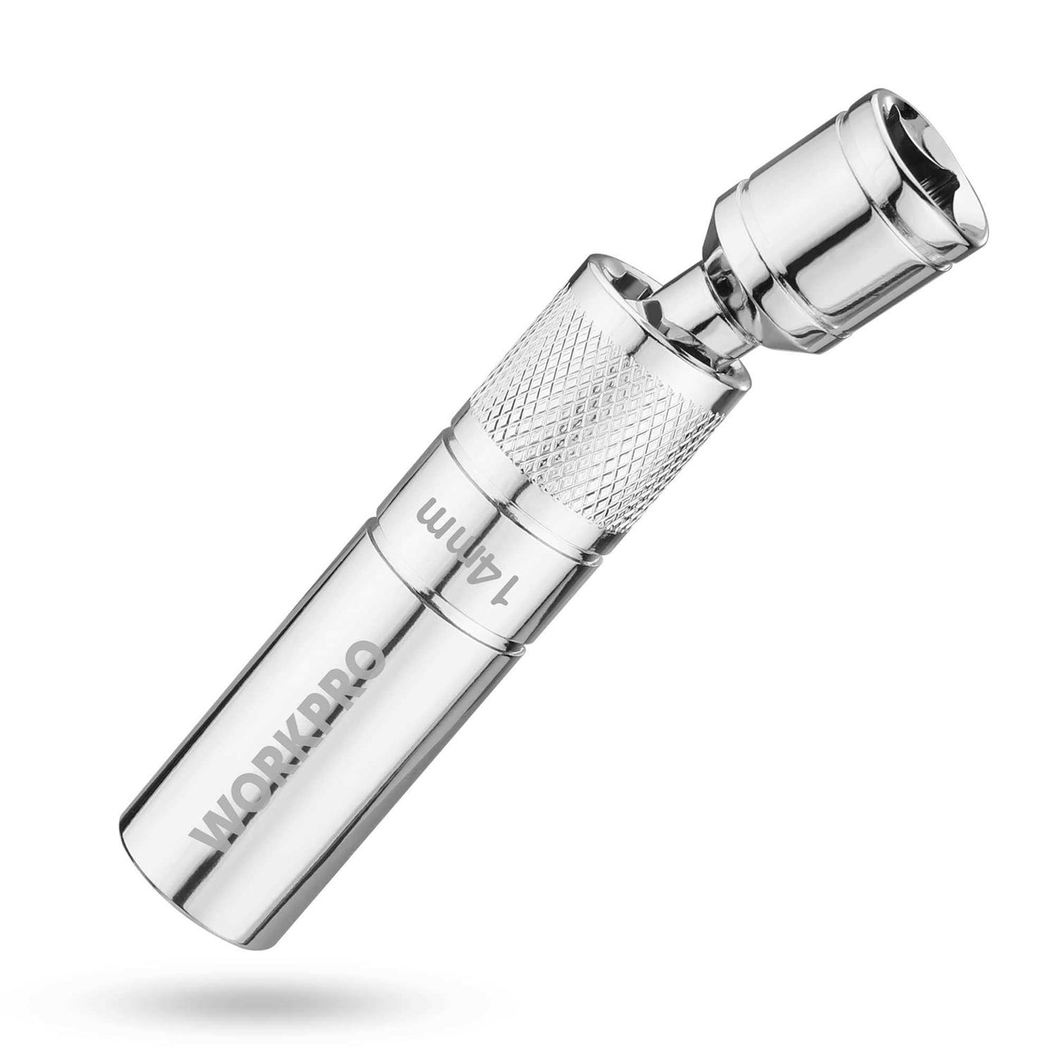 WORKPRO Magnetic Swivel Spark Plug Socket 3/8 Drive x Total Length - Zenithce