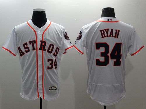 Astros #34 Nolan Ryan White Flexbase Authentic Collection Stitched Jersey - Zenithce