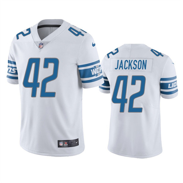 Detroit Lions #42 Justin Jackson White Vapor Untouchable Limited Stitched Jersey - Zenithce