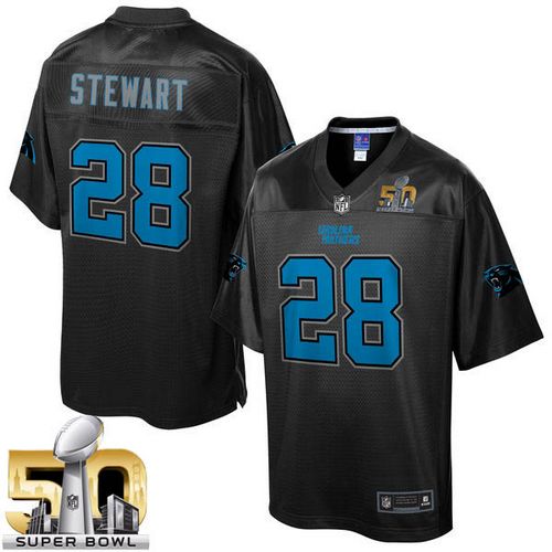 Panthers #28 Jonathan Stewart Black Super Bowl 50 Pro Line Black Reverse Fashion Game Nike Jersey - Zenithce