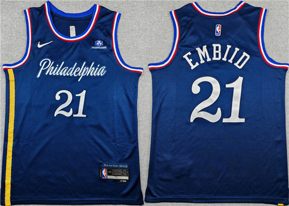 Philadelphia 76ers #21 Joel Embiid Navy 2025-26 City Edition Stitched Jersey - Zenithce
