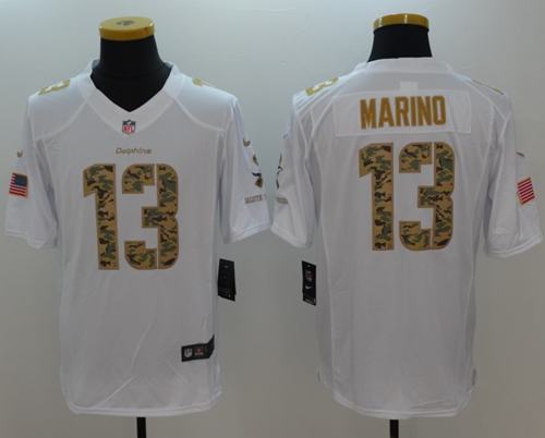 Dolphins #13 Dan Marino White Stitched Limited Salute To Service Nike Jersey - Zenithce