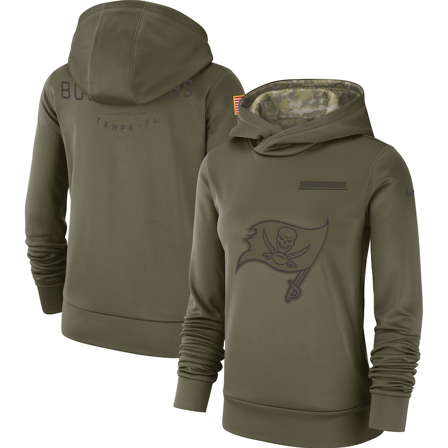 Women's Tampa Bay Buccaneers Olive Salute To Service Team Logo Performance Pullover NFL Hoodie - Zenithce