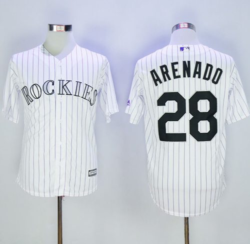 Rockies #28 Nolan Arenado White Strip New Cool Base Stitched Jersey - Zenithce
