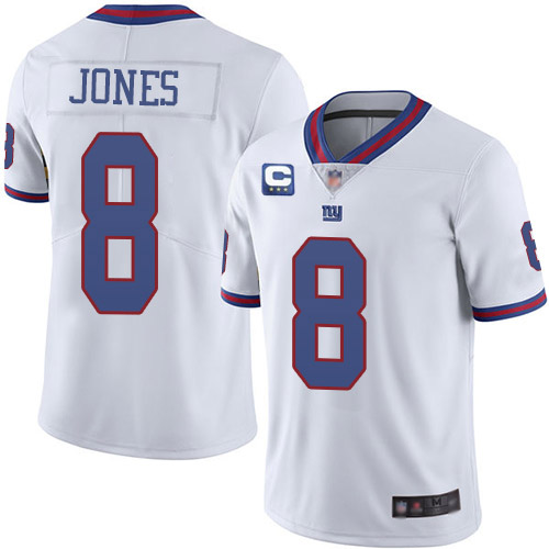 New York Giants 2022 #8 Daniel Jones White With 3-Star C Patch Stitched Jersey - Zenithce