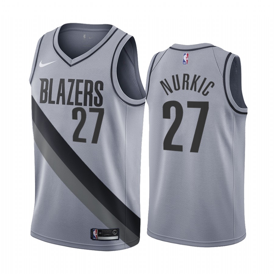 Portland Trail Blazers #27 Jusuf Nurkic Gray Swingman 2020-21 Earned Edition Jersey - Zenithce