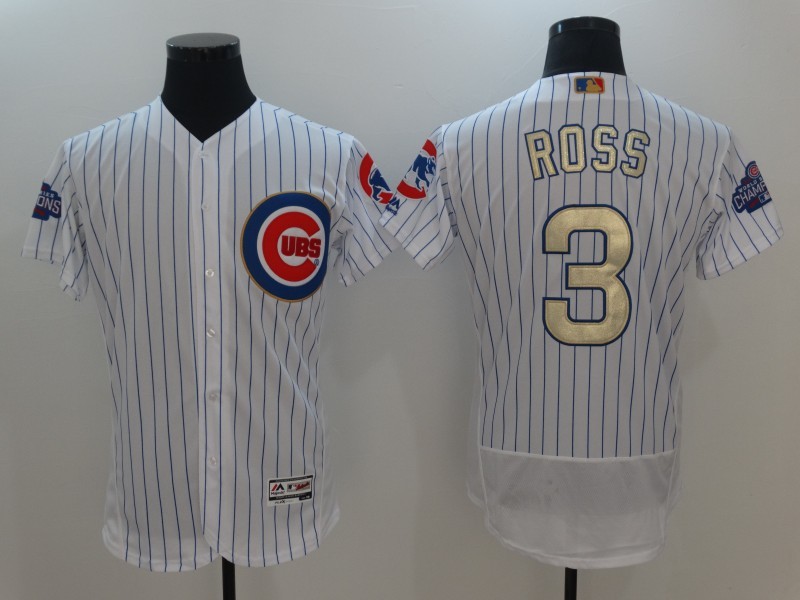 Chicago Cubs #3 David Ross White 2017 Gold Program Flexbase Stitched Jersey - Zenithce