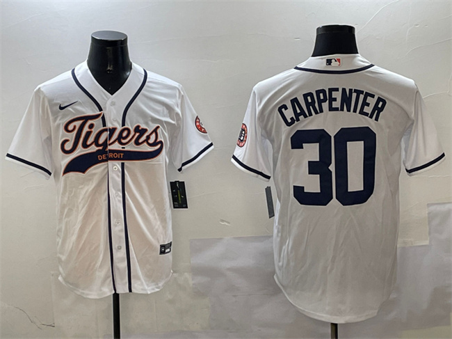 Detroit Tigers #30 Kerry Carpenter White With Patch Cool Base Stitched Jersey - Zenithce
