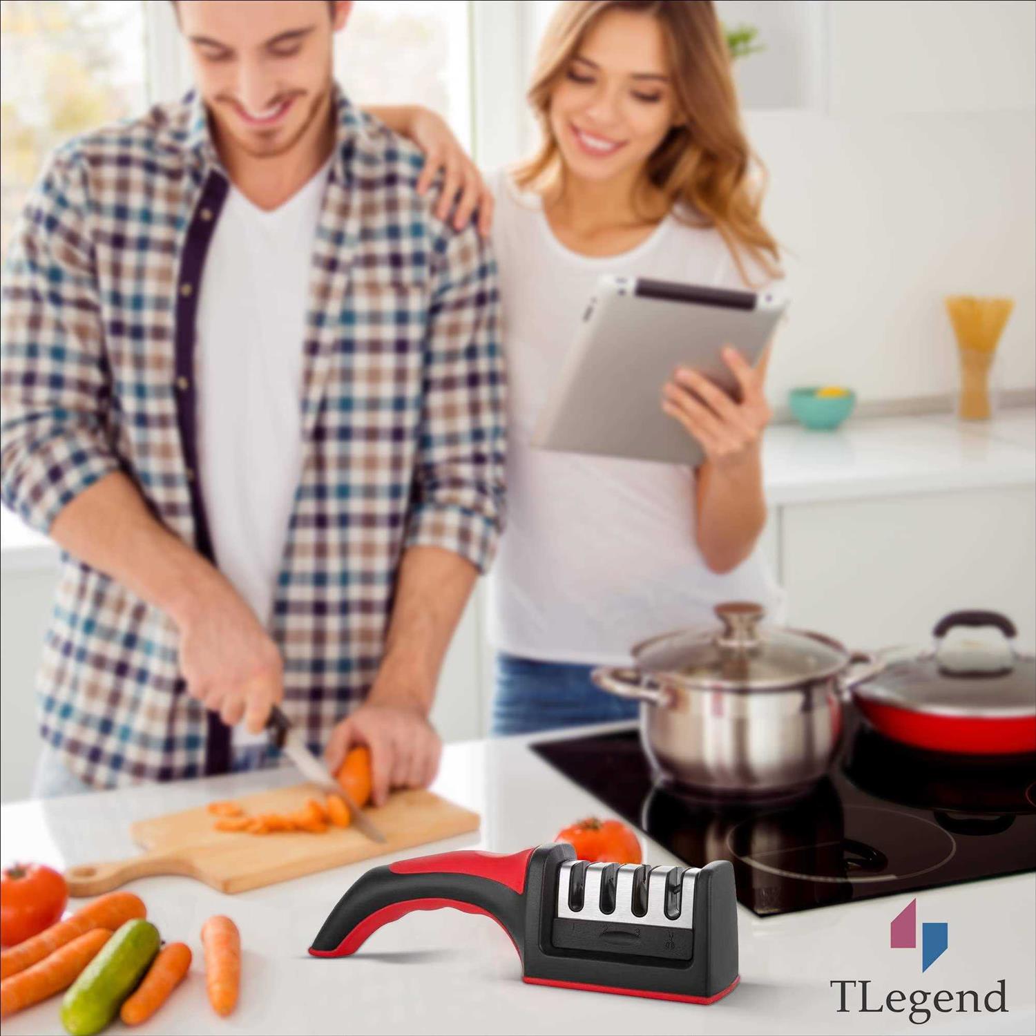Knife Sharpeners Best 4 in 1 Manual Kitchen Knives Scissor Sharpener - Zenithce