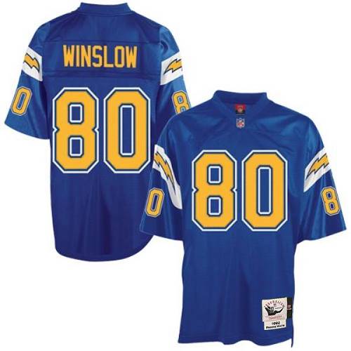 Mitchell And Ness Chargers #80 Kellen Winslow Blue Throwback Stitched Jersey - Zenithce