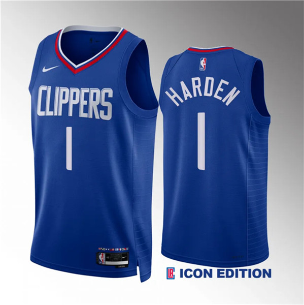 Los Angeles Clippers #1 James Harden Blue Icon Edition Stitched Jersey - Zenithce