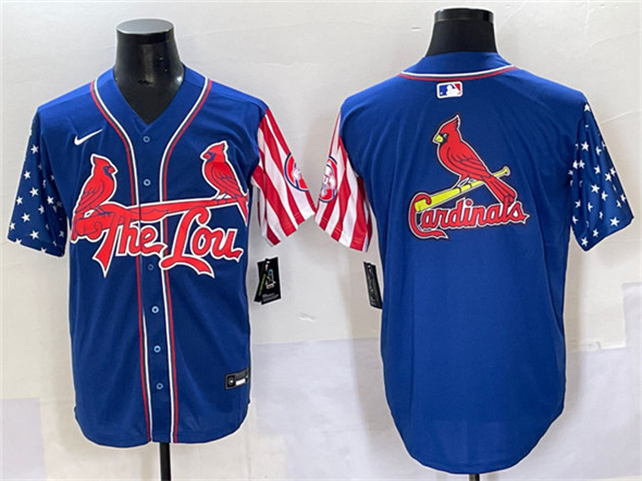 St. Louis Cardinals Team Big Logo Royal Independence Day Vapor Premier Limited Stitched Jersey - Zenithce