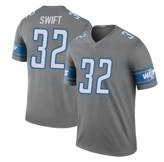 Detroit Lions #32 D'Andre Swift Gray Stitched Jersey - Zenithce