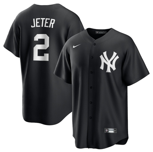 New York Yankees #2 Derek Jeter Black Lights Out Limited Stitched Jersey - Zenithce