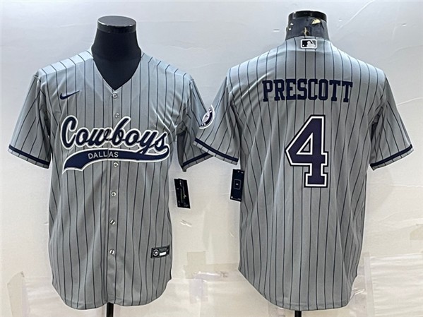 Dallas Cowboys #4 Dak Prescott Gray With Patch Cool Base Stitched Jersey - Zenithce