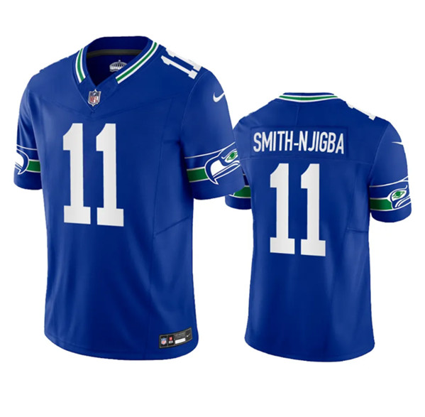 Seattle Seahawks #11 Jaxon Smith-Njigba Royal 2023 F.U.S.E. Vapor Limited Throwback Stitched Jersey - Zenithce