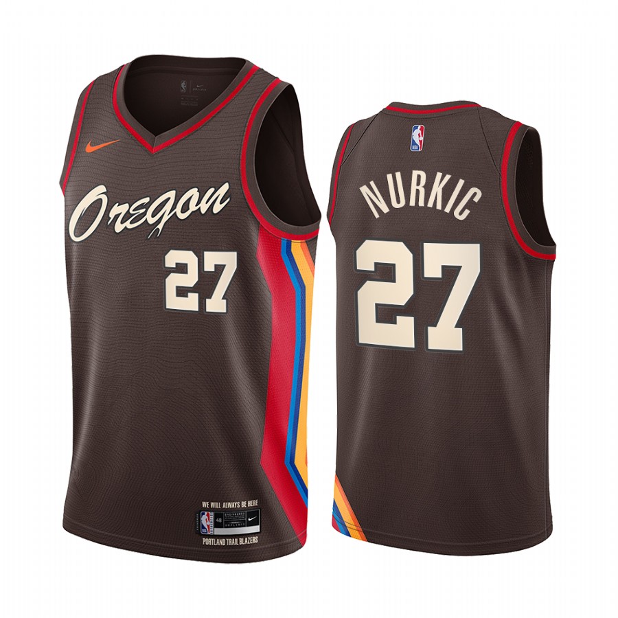 Blazers #27 Jusuf Nurkic Chocolate Swingman 2020-21 City Edition Jersey - Zenithce