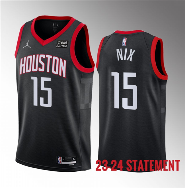 Houston Rockets #15 Daishen Nix Black 2023 Statement Edition Stitched Jersey - Zenithce