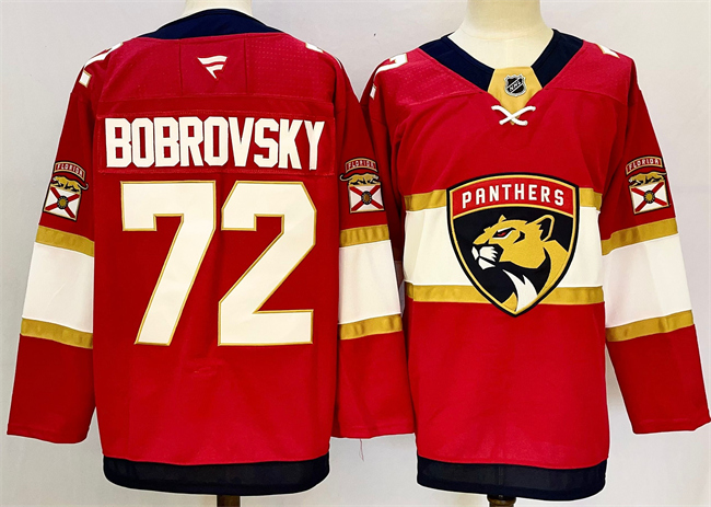 Florida Panthers #72 Sergei Bobrovsky Red 2024-25 Home Stitched Jersey - Zenithce