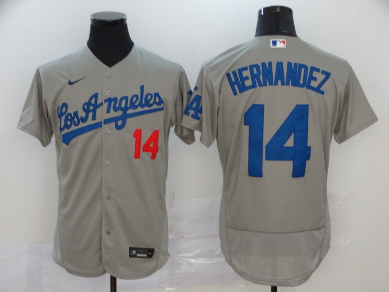 Los Angeles Dodgers #14 Kiké Hernández Grey Flex Base Stitched Jersey - Zenithce