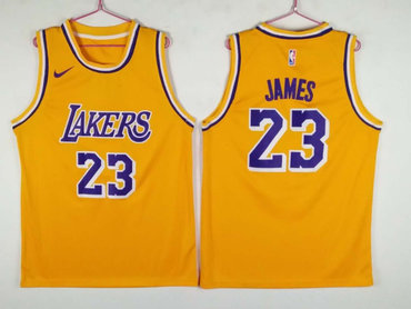 Los Angeles Lakers 23 Lebron James Yellow Swingman Jersey - Zenithce