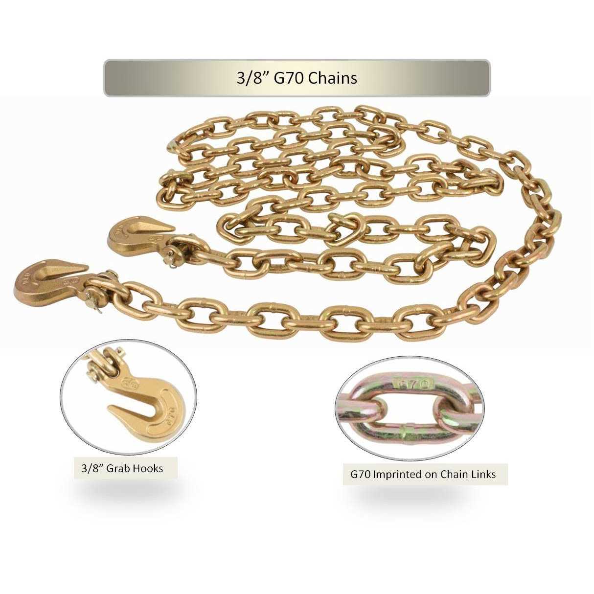 Mytee Products Grade 70 Binder Chain with Clevis Grab Hooks - Zenithce