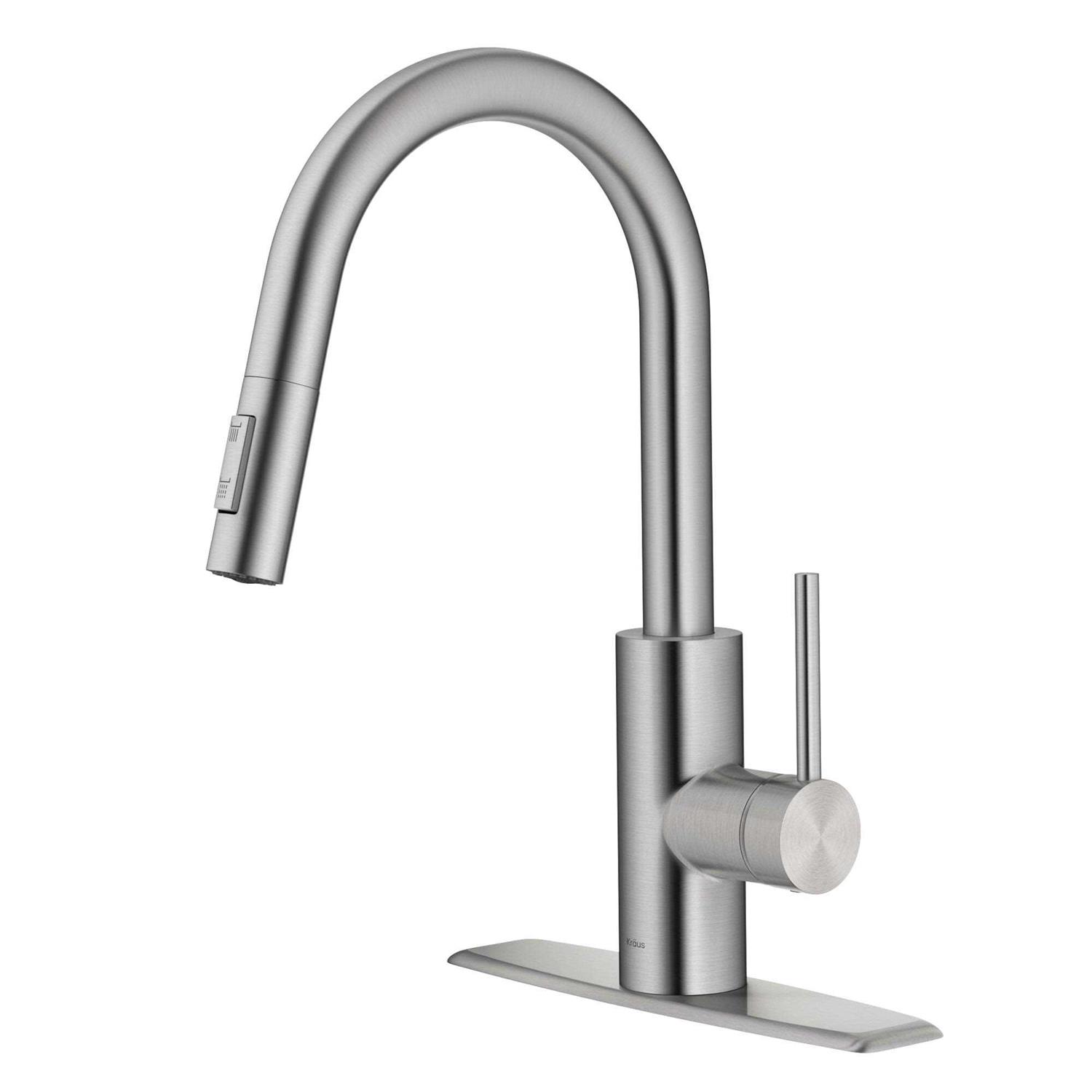 Kraus Oletto Pull-Down Kitchen Faucet and Purita Water Filter Faucet Combo KPF-2620-FF-100SFS - Zenithce
