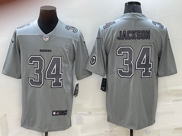 Las Vegas Raiders #34 Bo Jackson Gray With Patch Atmosphere Fashion Stitched Jersey - Zenithce