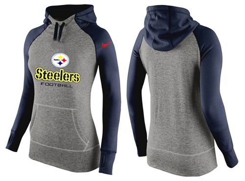 Women's Nike Pittsburgh Steelers Performance Hoodie Grey   Dark Blue_2 - Zenithce