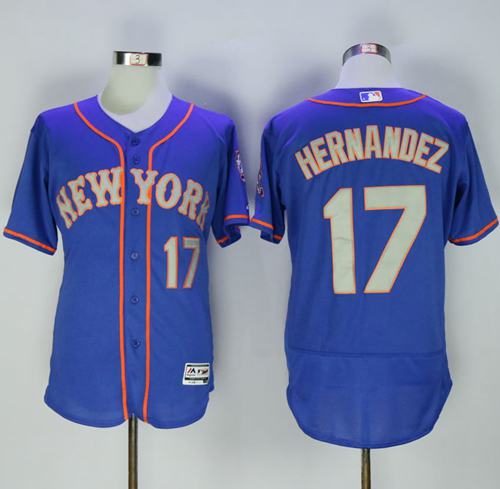 Mets #17 Keith Hernandez Blue(Grey NO.) Flexbase Authentic Collection Stitched Jersey - Zenithce