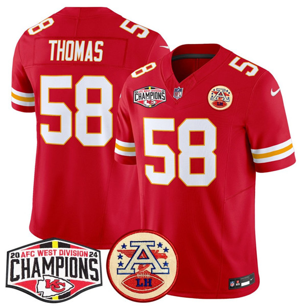 Kansas City Chiefs #58 Derrick Thomas Red F.U.S.E. 2024 AFC West Division Champions Vapor Limited Stitched Jersey - Zenithce