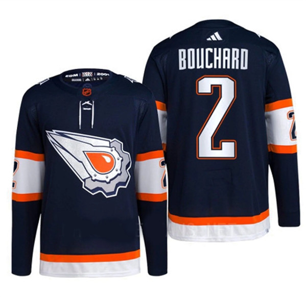 Edmonton Oilers #2 Evan Bouchard Navy 2022-23 Reverse Retro Stitched Jersey - Zenithce