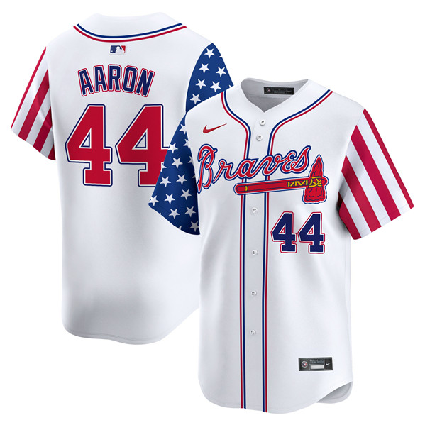 Atlanta Braves #44 Hank Aaron White 2024 Independence Day Vapor Limited Stitched Jersey - Zenithce