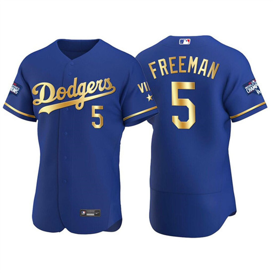 Los Angeles Dodgers #5 Freddie Freeman Royal Golden Flex Base Stitched Jersey - Zenithce