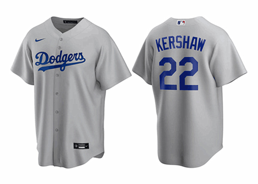 Los Angeles Dodgers #22 Clayton Kershaw Grey Stitched Jersey - Zenithce