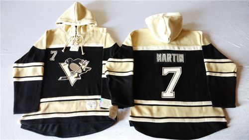 Penguins #7 Paul Martin Black Sawyer Hooded Sweatshirt Stitched Jersey - Zenithce