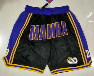 Los Angeles Lakers #8 #24 Kobe Bryant Black Mamba Black Just Don Swingman Throwback Shorts - Zenithce