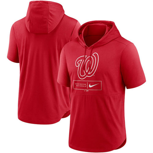 Washington Nationals Red Short Sleeve Pullover Hoodie - Zenithce
